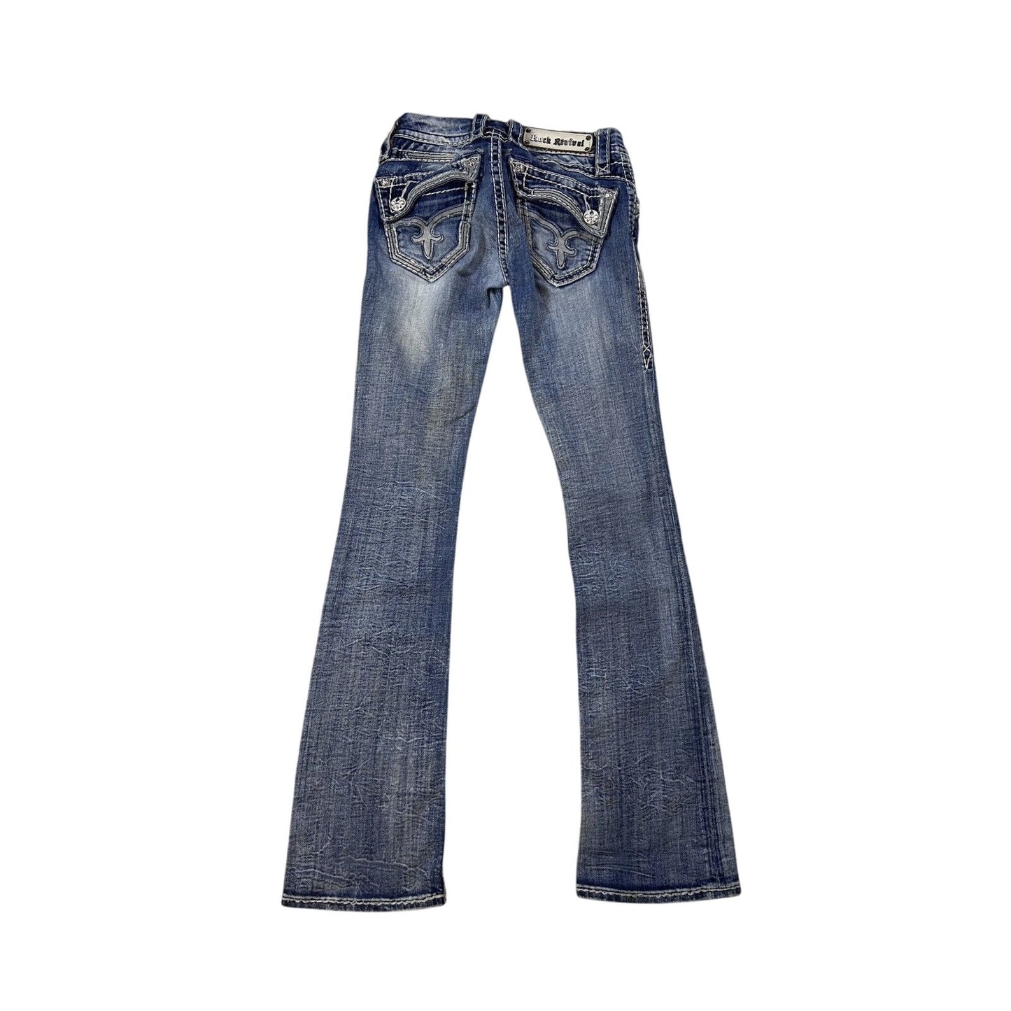 Rock Revival rhinestone glitter jeans Y2K flared denisa