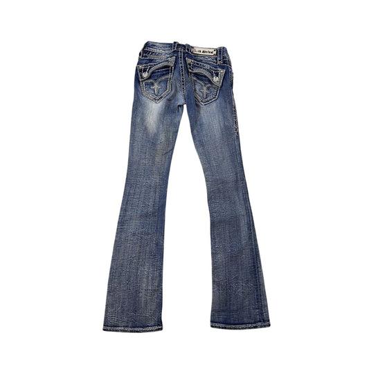 Rock Revival rhinestone glitter jeans Y2K flared denisa
