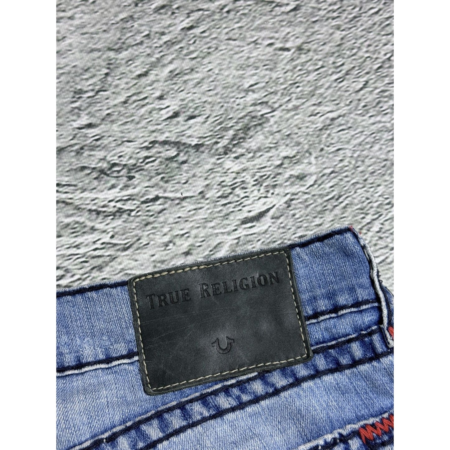 True Religion blue jeans red thick stitching Y2K studded