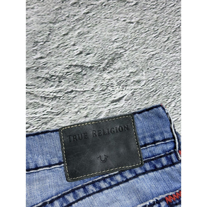 True Religion blue jeans red thick stitching Y2K studded