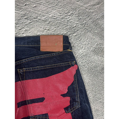 Evisu jeans daicock big logo red selvedge denim