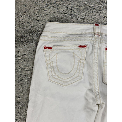 True Religion vintage white jeans slim Stella red stitching