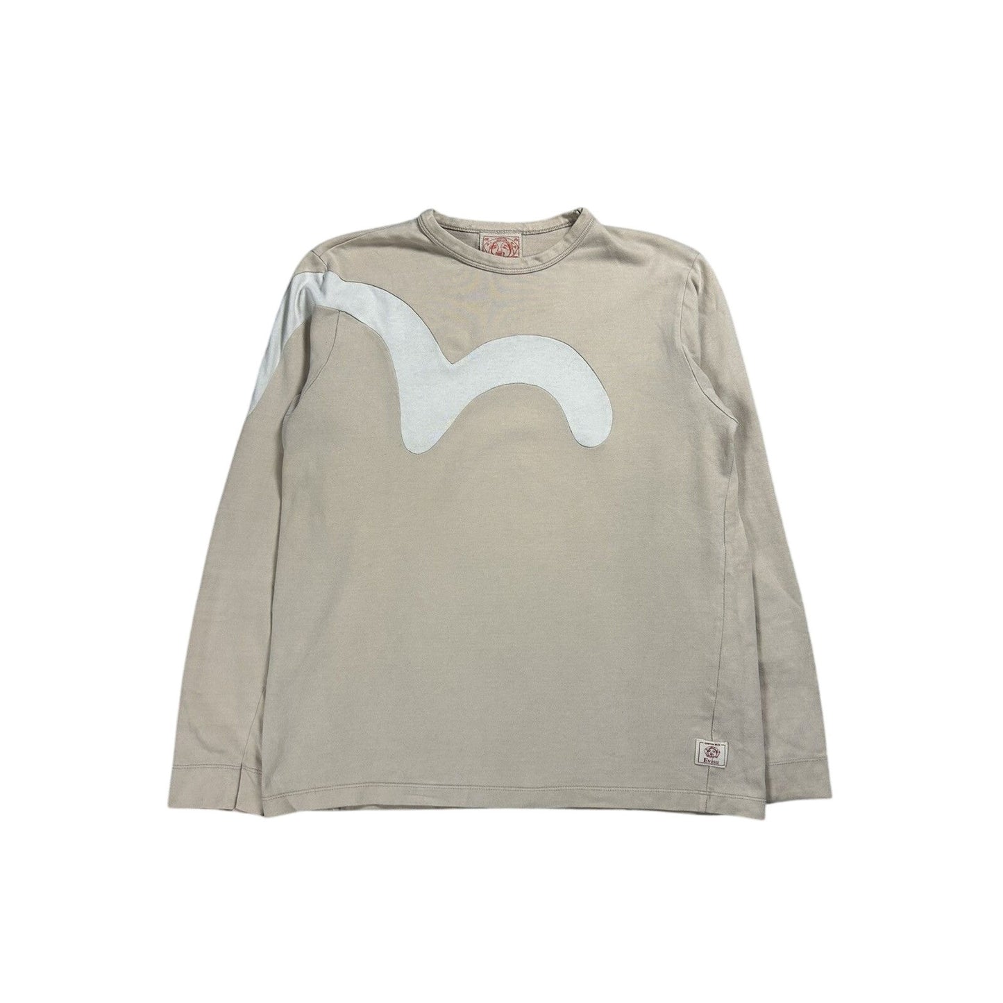 Evisu longsleeve big logo seagull beige white vintage
