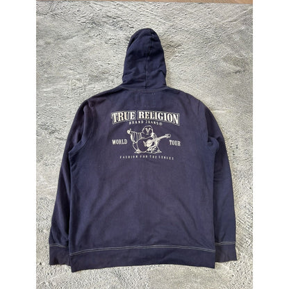 True Religion vintage Navy blue zip hoodie big logo