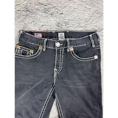 True Religion black jeans white thick stitching Y2K Logan