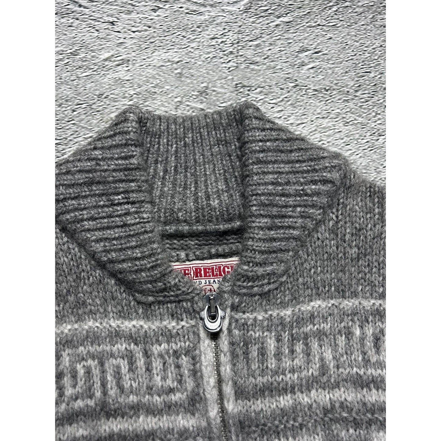 True Religion vintage grey zip sweater Y2K alpaca merino