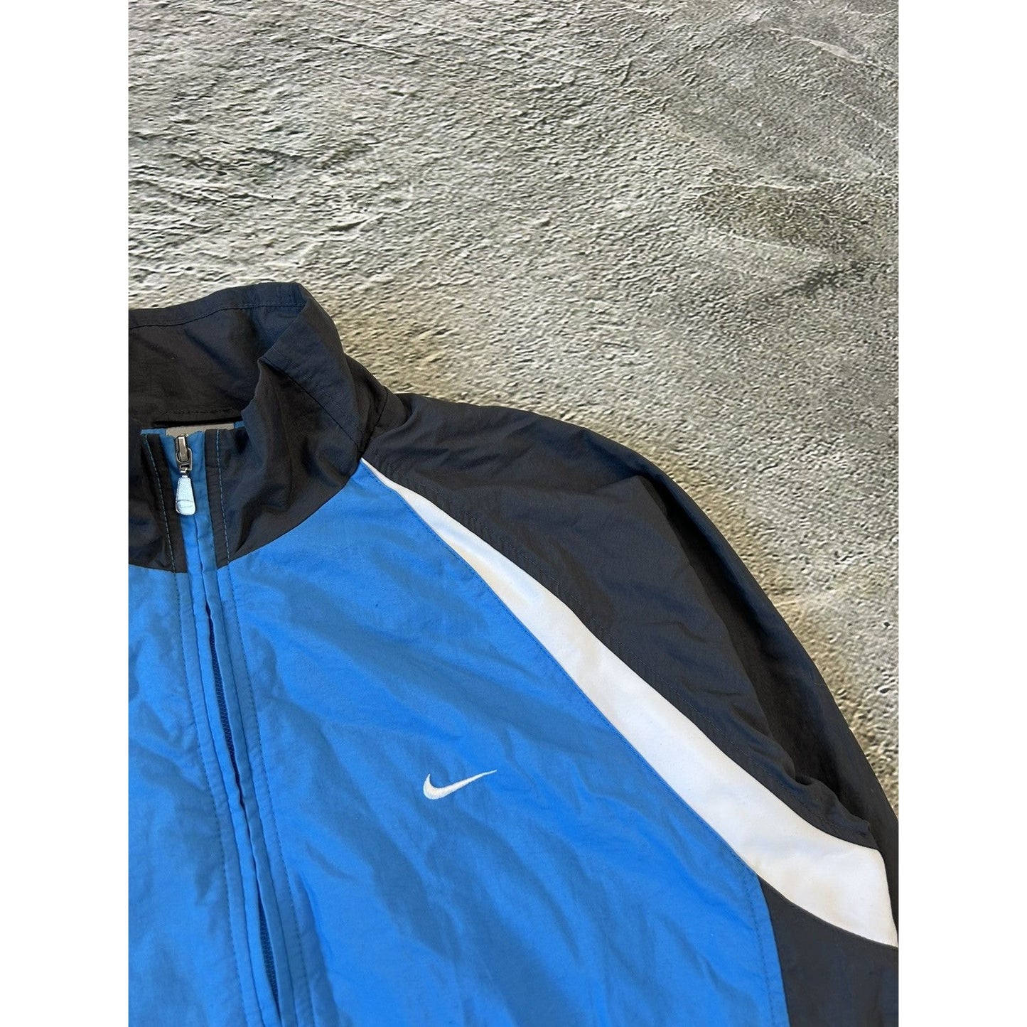 Nike track jacket nylon baby blue white vintage drill Y2K TN