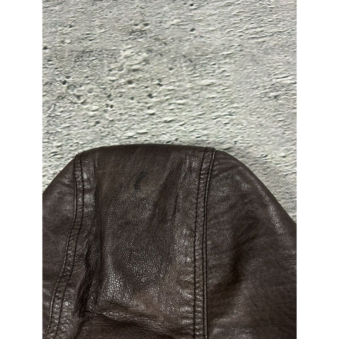 Bikbok brown vintage leather jacket hooded