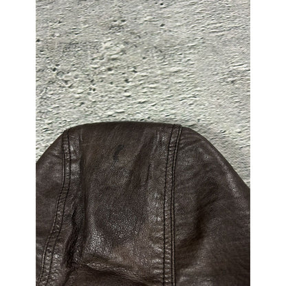 Bikbok brown vintage leather jacket hooded