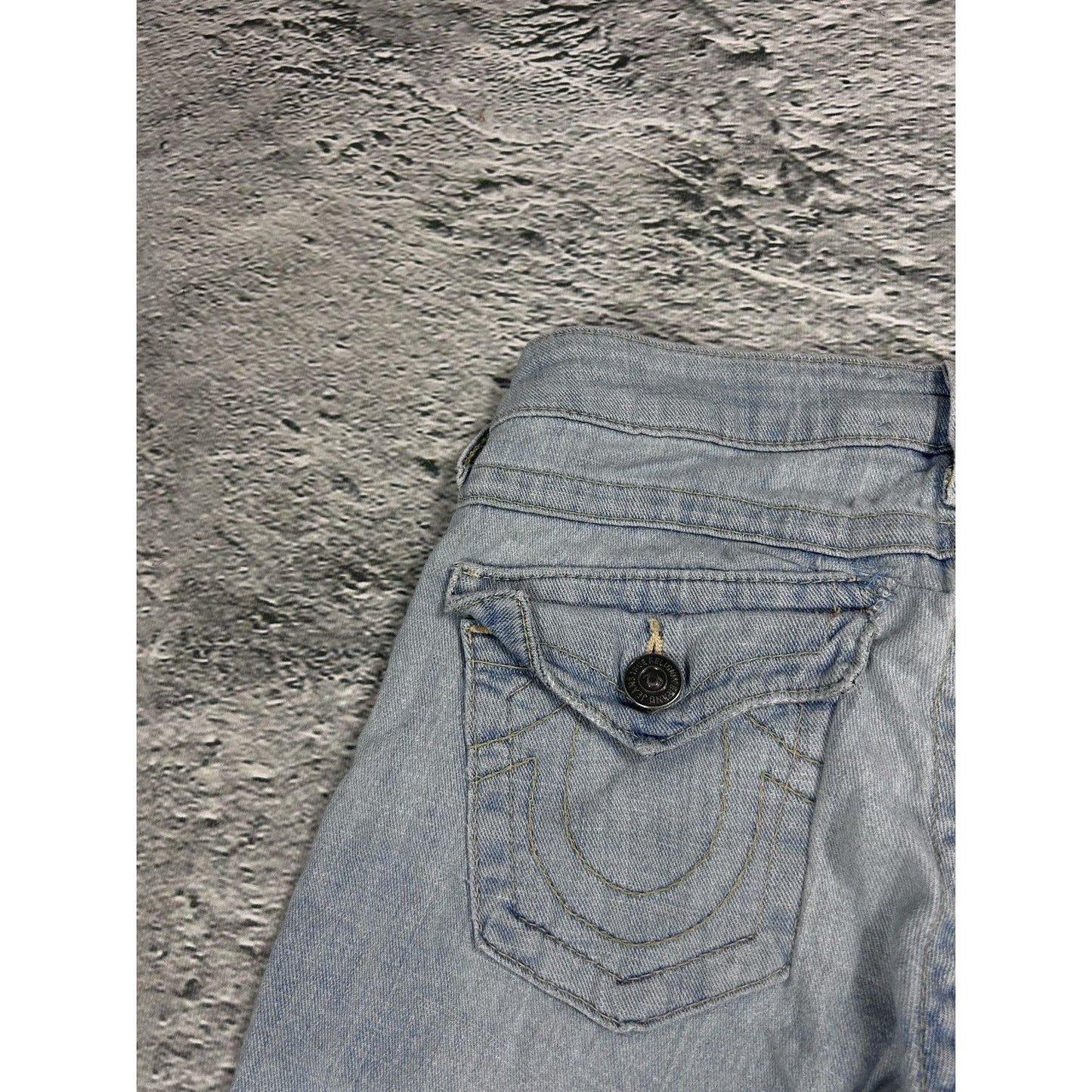 True Religion blue jeans hippie flared bootcut stitching