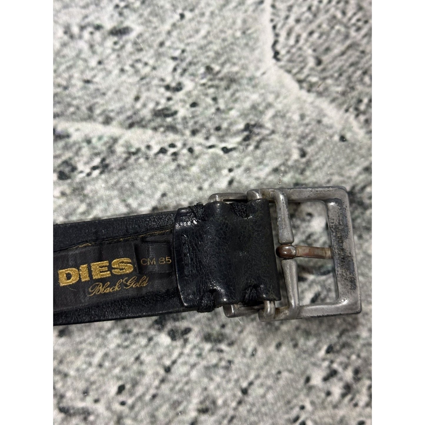 Diesel leather belt big buckle Y2K black basic gold silver