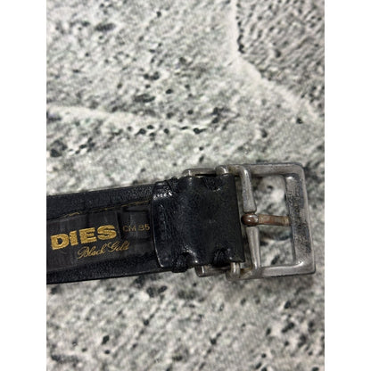 Diesel leather belt big buckle Y2K black basic gold silver