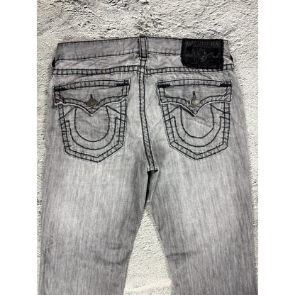 True Religion grey jeans black thick stitching Y2K Logan