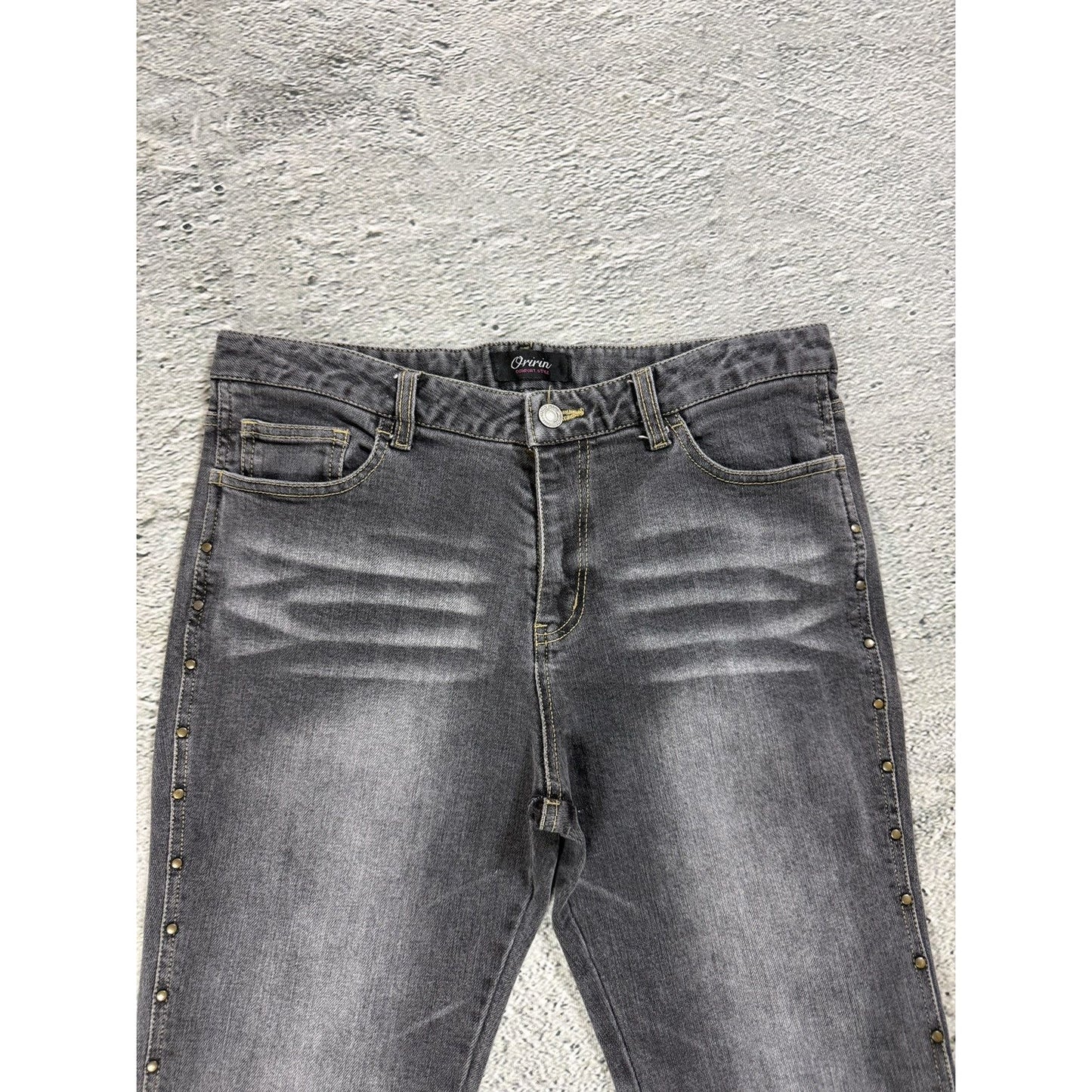 Vintage Y2K flared grey jeans studded