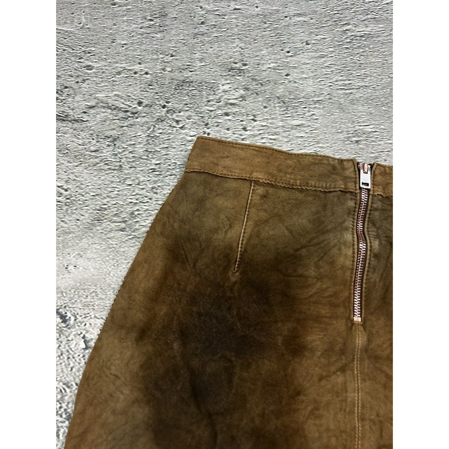 Diesel leather mini skirt goatskin brown Y2K avantgarde