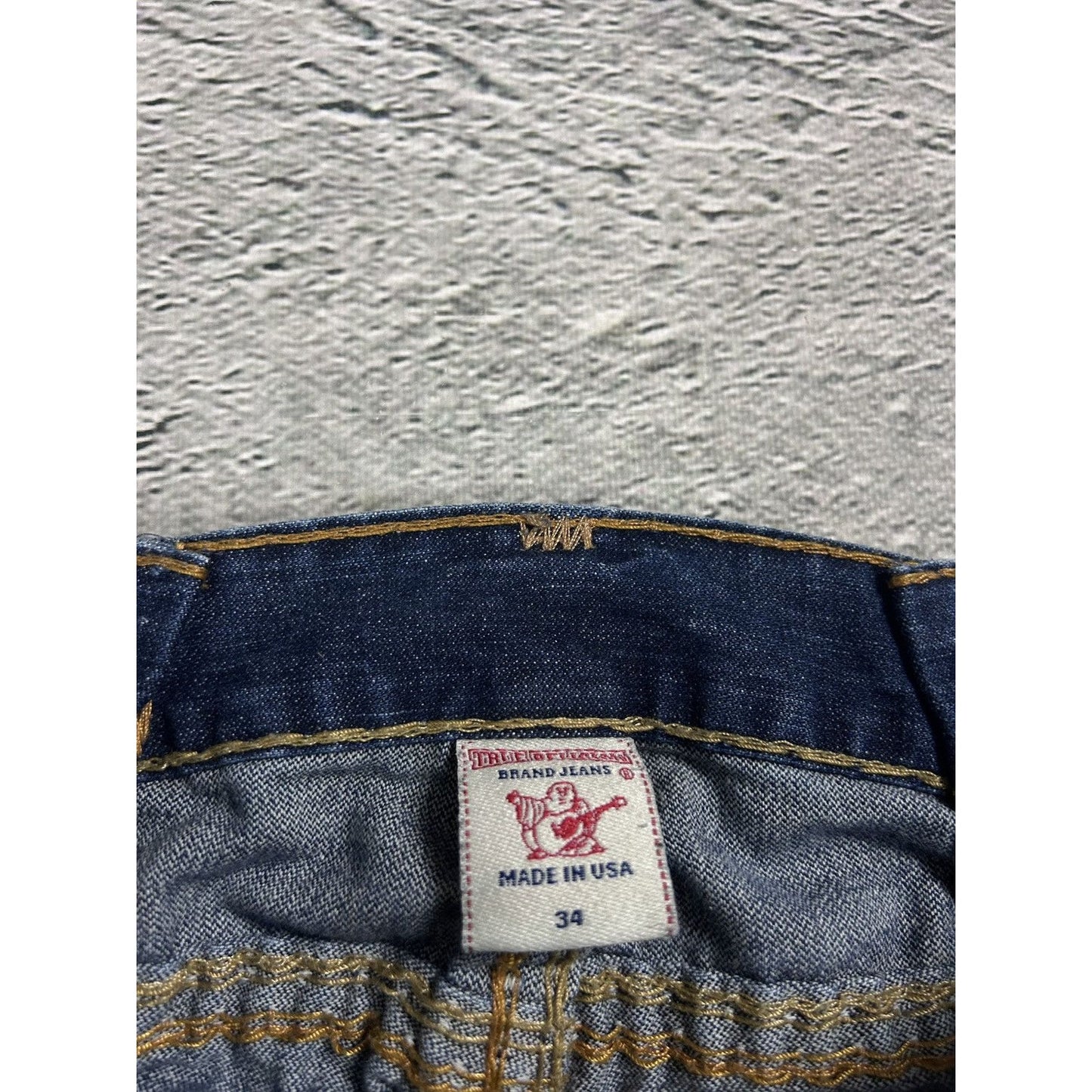 True Religion blue jeans gold stitching Ricky super QT