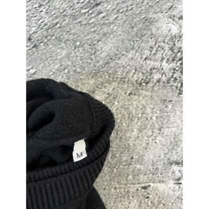 Moncler black sweater knit flared nylon hem shiny
