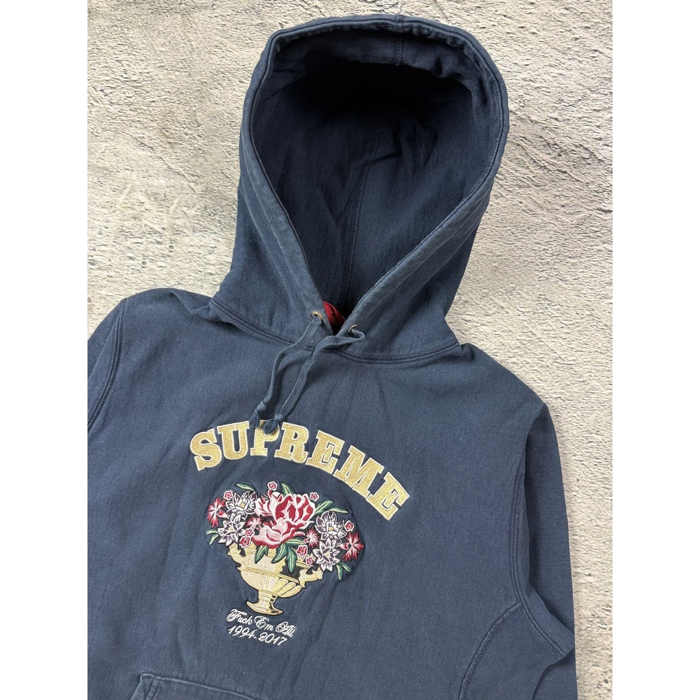 Supreme centerpiece hoodie navy floral FW17