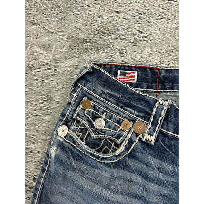 True Religion blue jeans white thick stitching Billy Super T