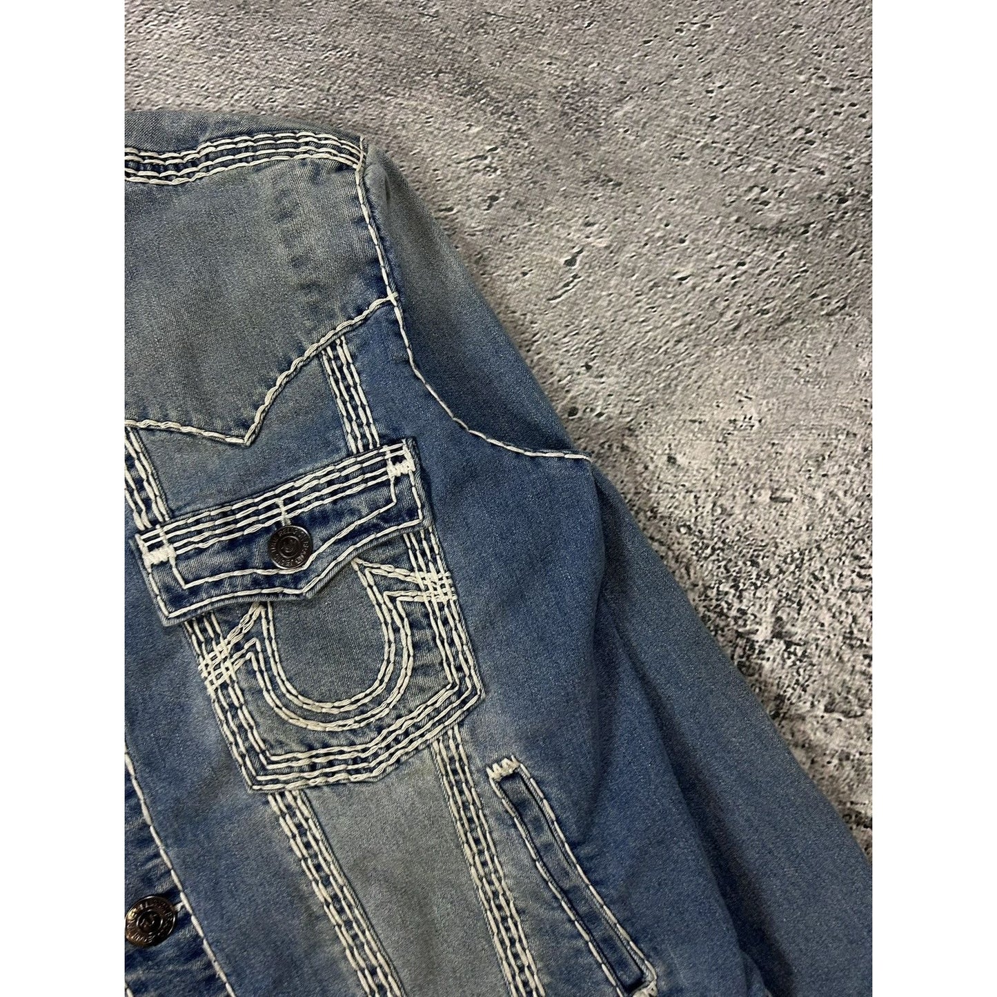 True Religion denim jacket trucker washed White stitching