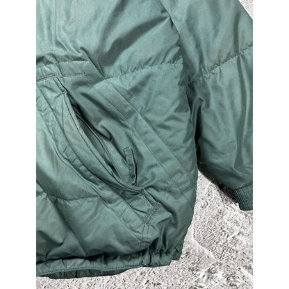 Nike puffer jacket green vintage big swoosh Y2K