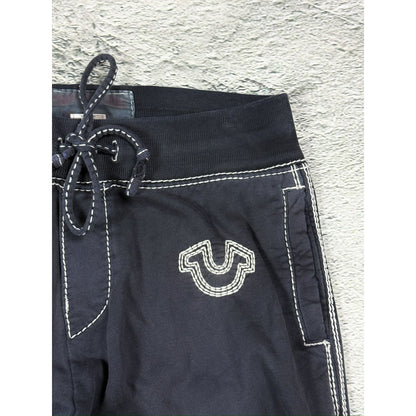 True Religion sweatpants black white stitching vintage style
