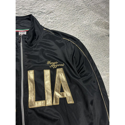 Italia zip sweatshirt vintage Y2K big logo black gold Italy