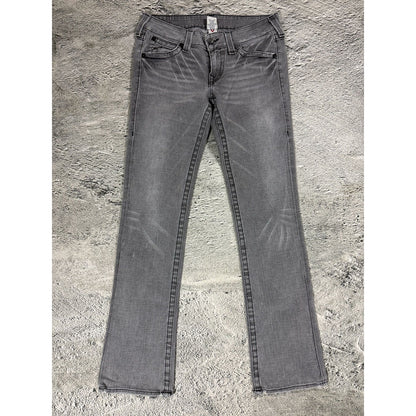 True Religion jeans grey black thick stitching flared Billy