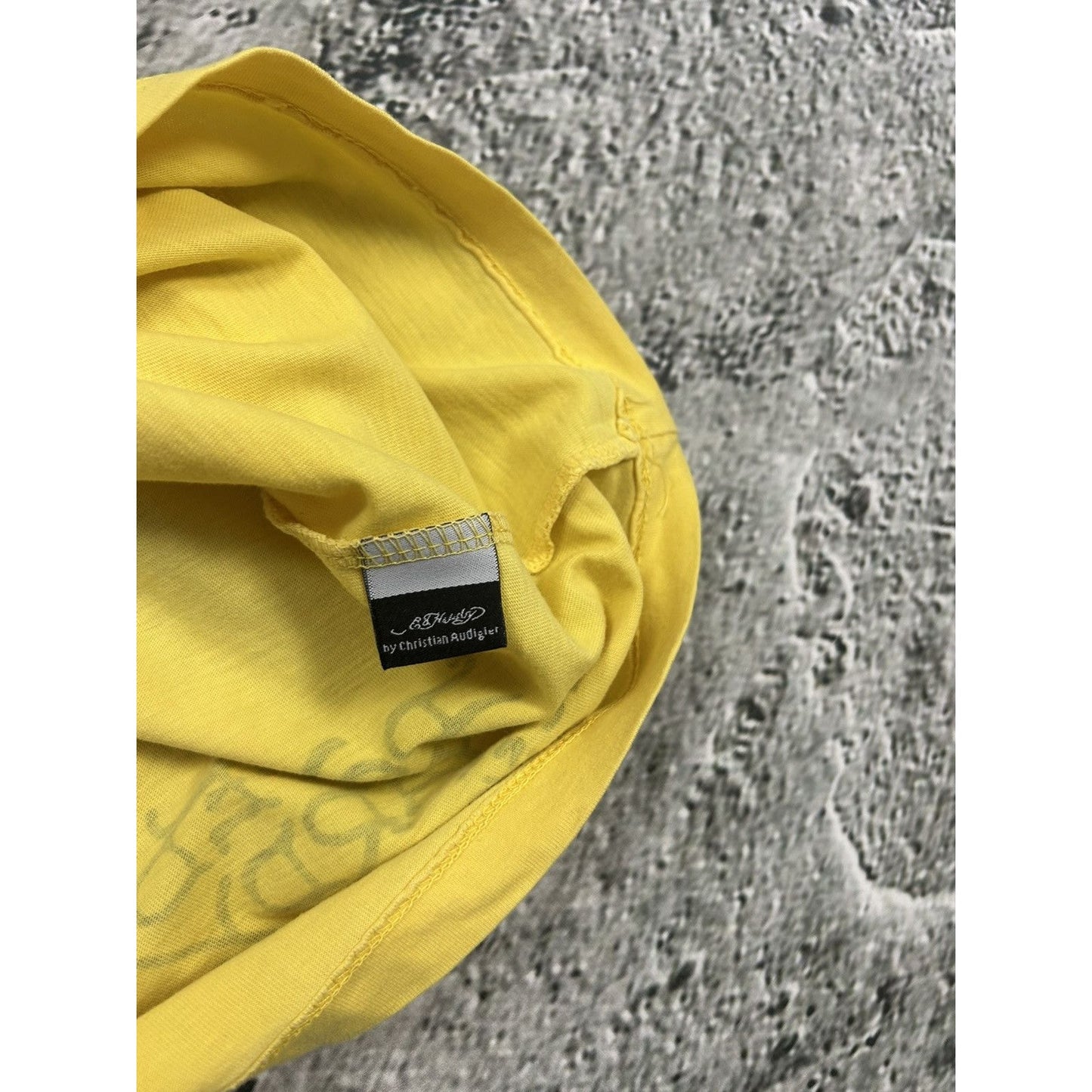 Ed Hardy Christian Audigier vintage yellow T-shirt big logo