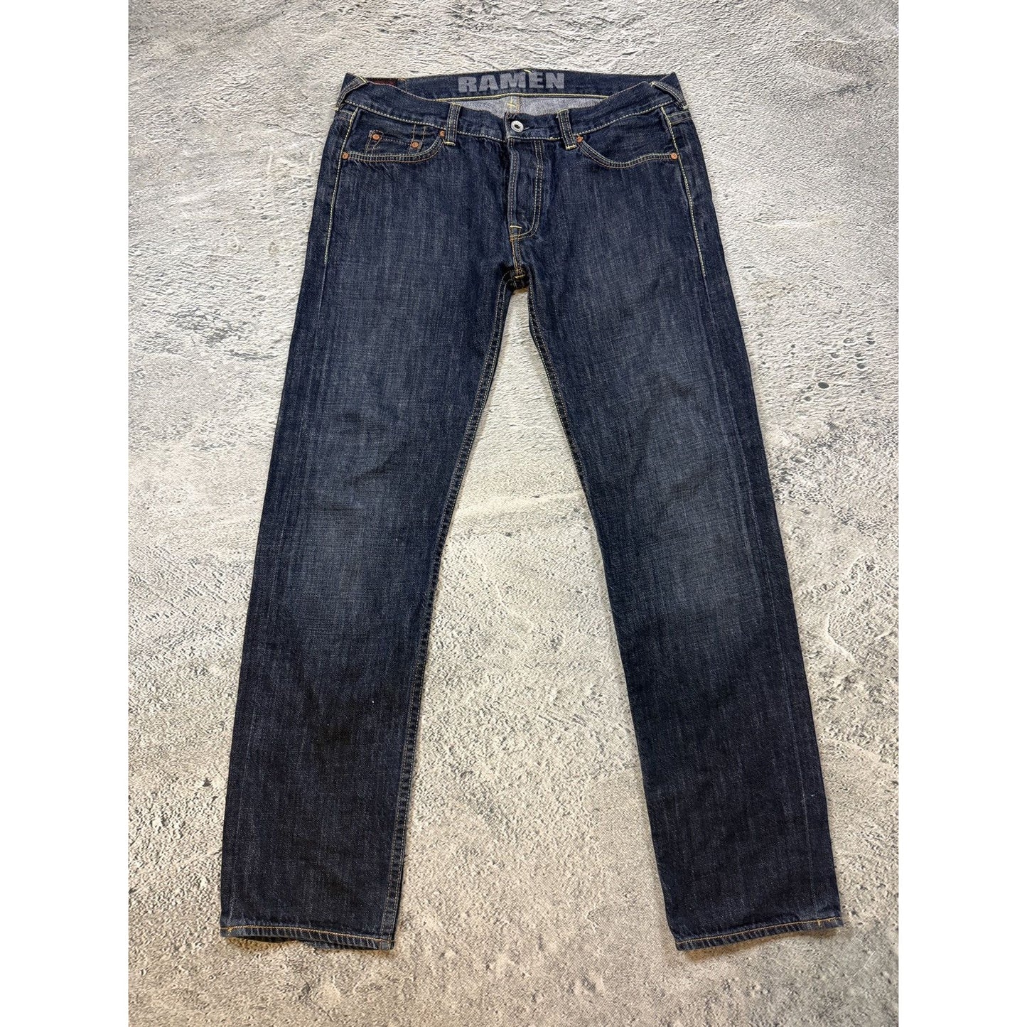 Evisu jeans daicock big logo white navy Ramen EU ED
