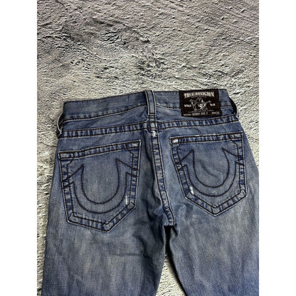 True Religion vintage jeans navy thick stitching brown Y2K