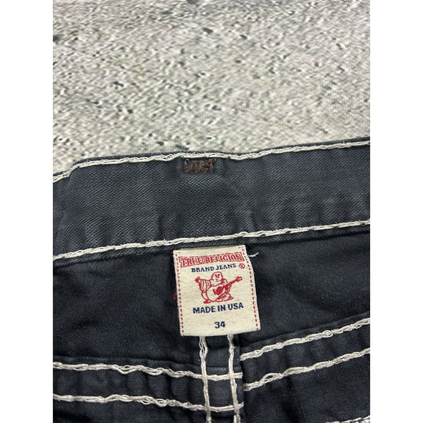 True Religion black jeans white thick stitching Y2K Ricky