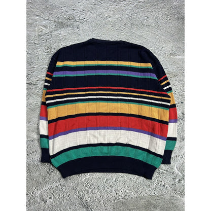 Monello vintage sweater Coogi style cable knit multicolor