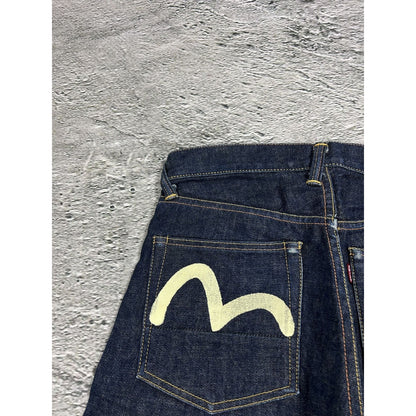 Evisu jeans vintage dark navy selvedge denim white seagull