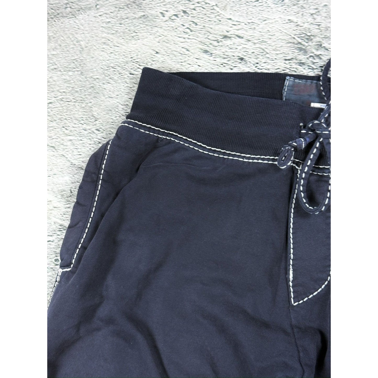 True Religion sweatpants black white stitching vintage style