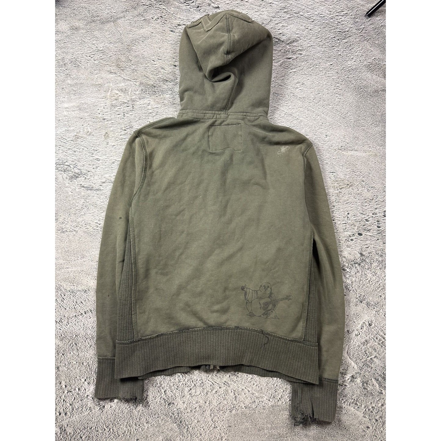 True Religion zip hoodie khaki green brown vintage fade Y2K