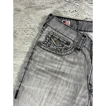True Religion grey jeans black thick stitching Y2K Logan