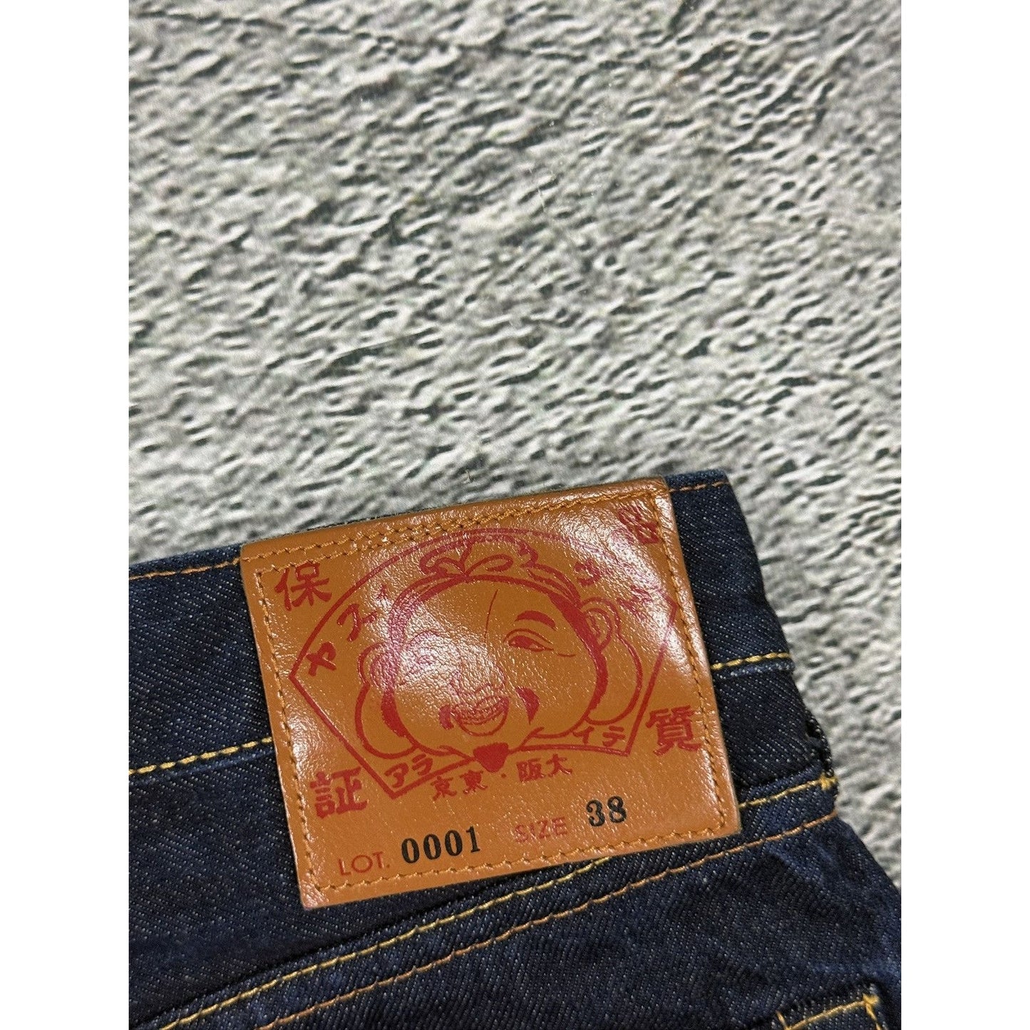 Evisu jeans daicock red big logo navy raw denim Selvedge