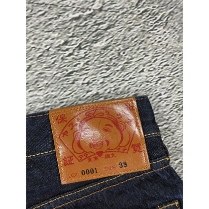 Evisu jeans daicock red big logo navy raw denim Selvedge