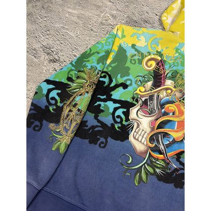 Ed Hardy zip hoodie yellow vintage Y2K Christian Audigier
