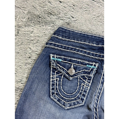 True Religion jeans bootcut blue white thick stitching