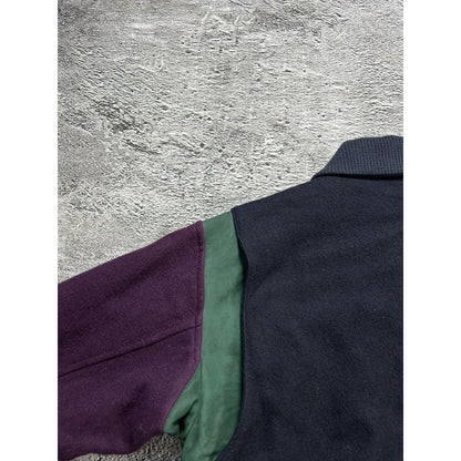 Lacoste wool varsity jacket multicolor leather green purple