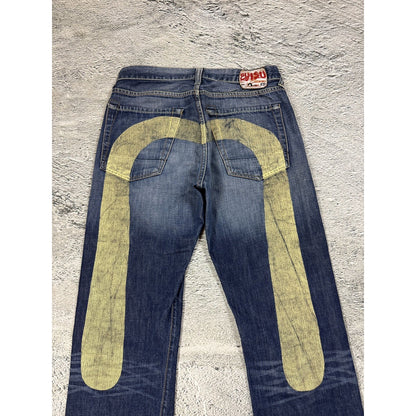 Evisu jeans white daicock big logo blue selvedge denim EU ED