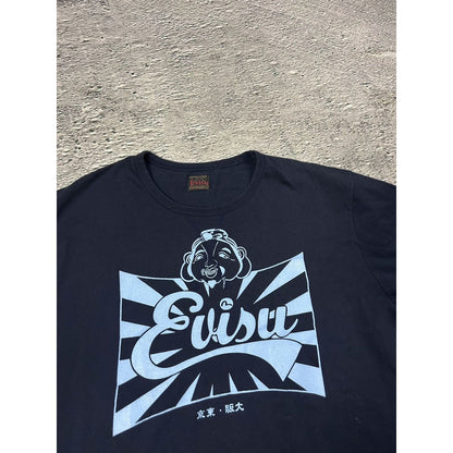 Evisu t-shirt vintage big logo studded navy seagull