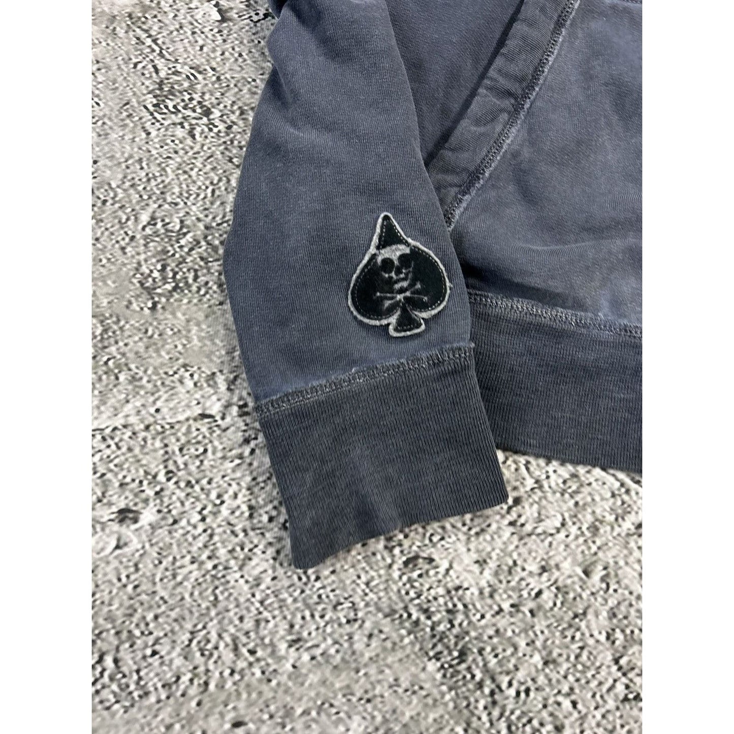 True Religion dark grey zip hoodie patchwork Y2K big logo