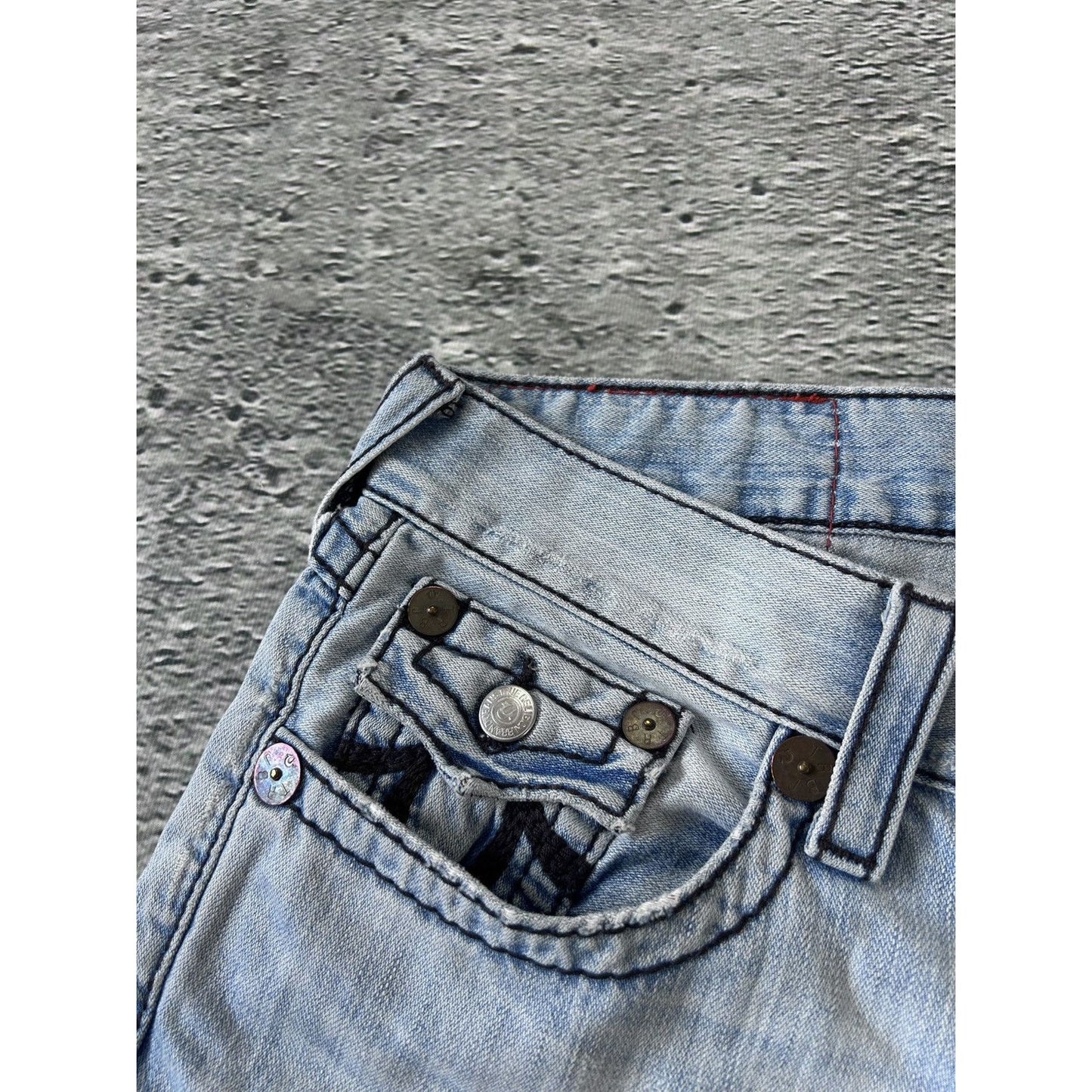 True Religion vintage baby blue jeans Ricky Rainbow
