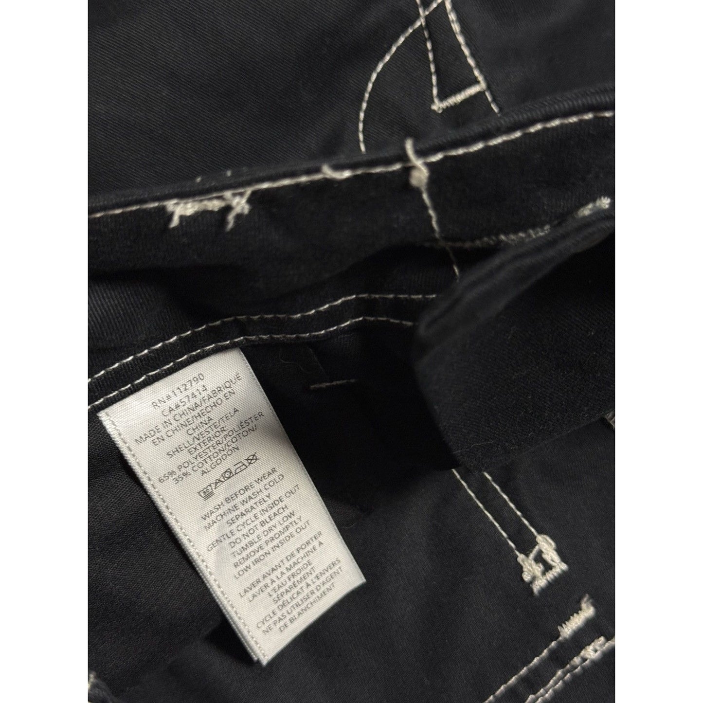 True Religion Cargo Black White stitch jorts denim shorts