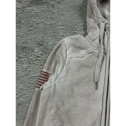 True Religion zip hoodie vintage skull rhinestones sherpa