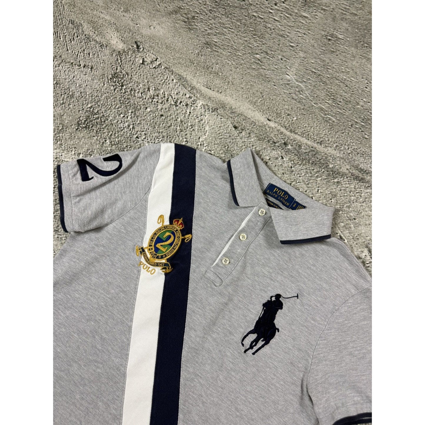Chief Keef Polo Ralph Lauren grey Polo T-shirt big pony navy