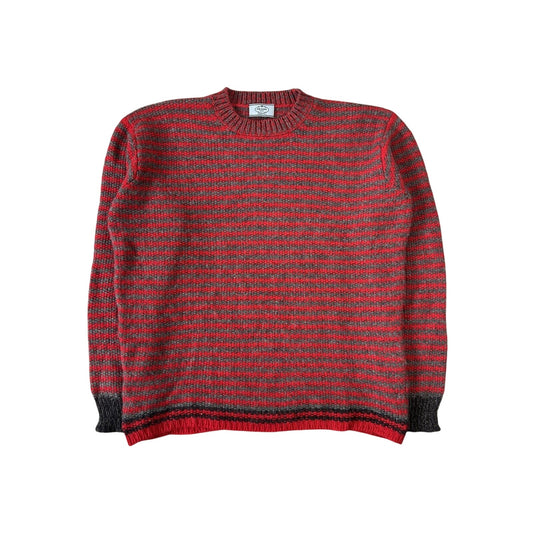 Prada sweater alpaca wool striped red grey